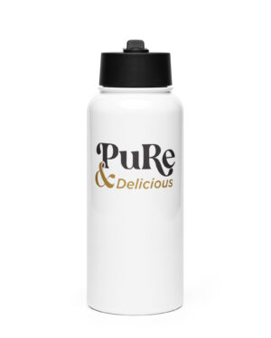Stainless steel water bottle with a straw lid